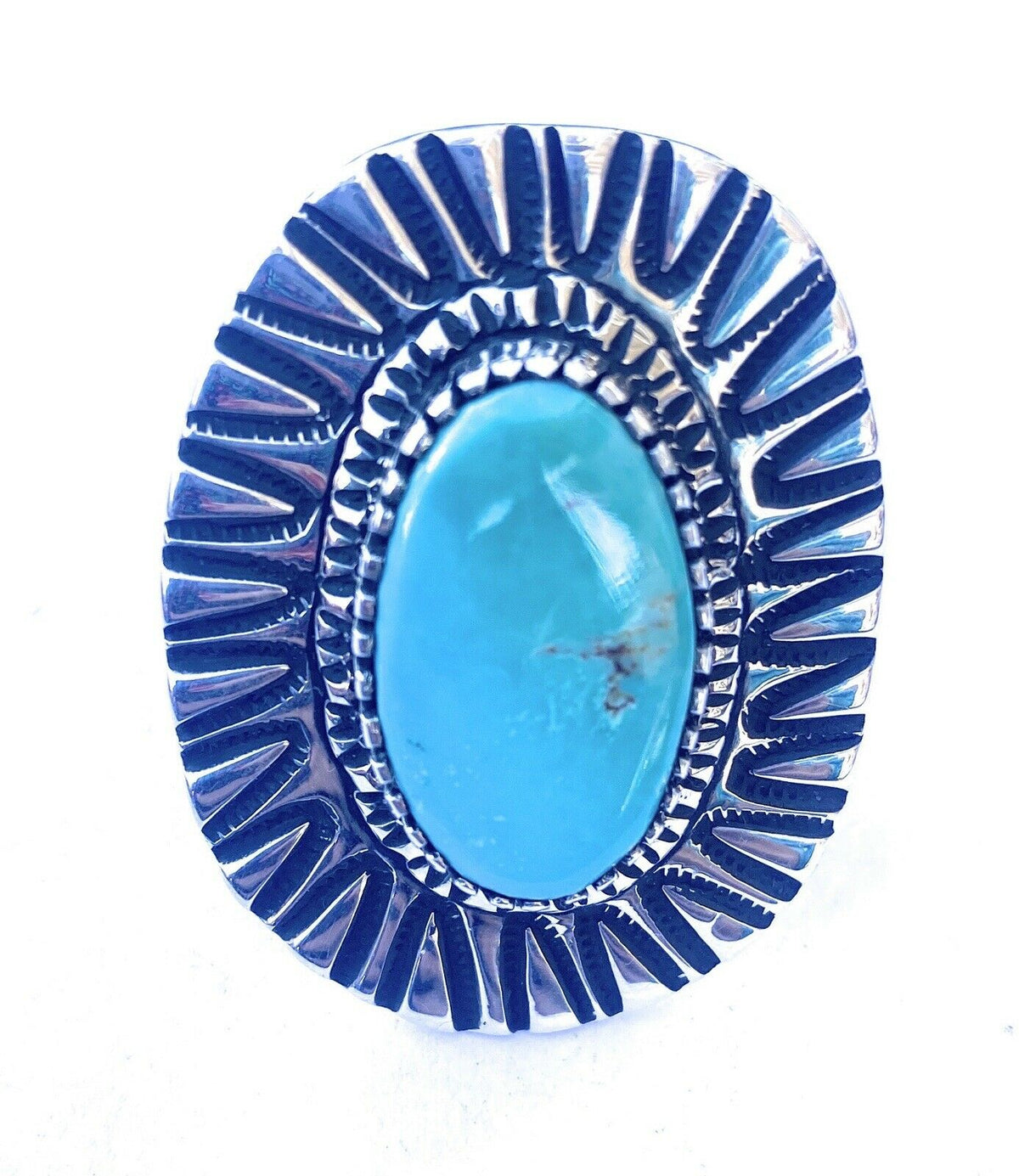 Handcrafted Royston Turquoise & Sterling Silver Ring Size 10