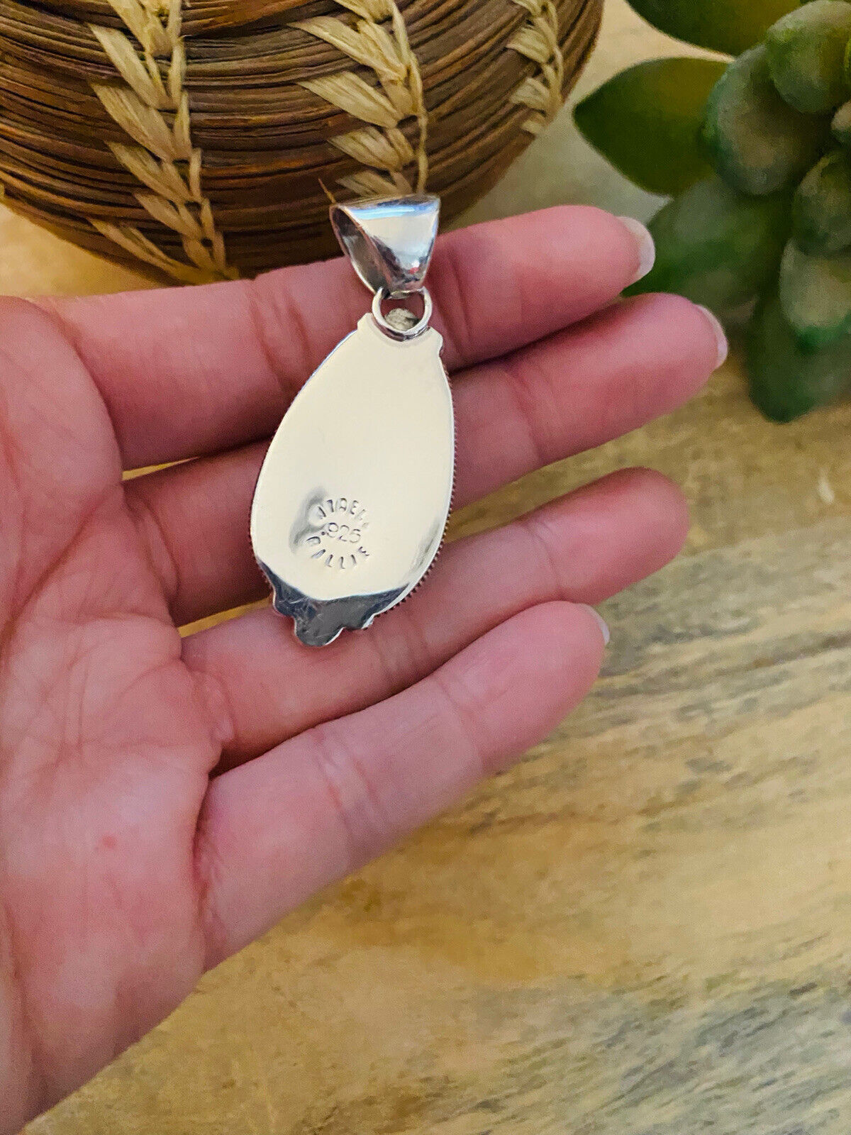 Handcrafted Sterling Silver & White Gibbsite Pendant