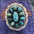 Handcrafted Cluster Multi Turquoise &  Sterling Silver Ring Size 6.5