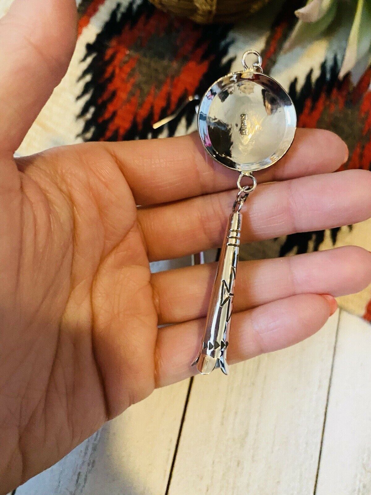 Handcrafted Turquoise & Sterling Silver Concho Dangle Earrings