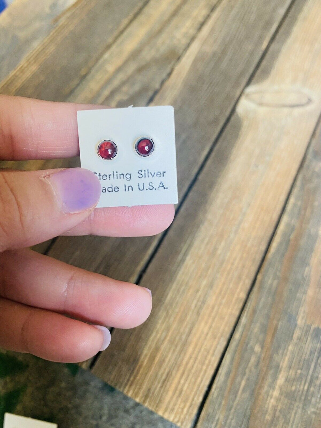 Handcrafted Amethyst and Sterling Silver Studs