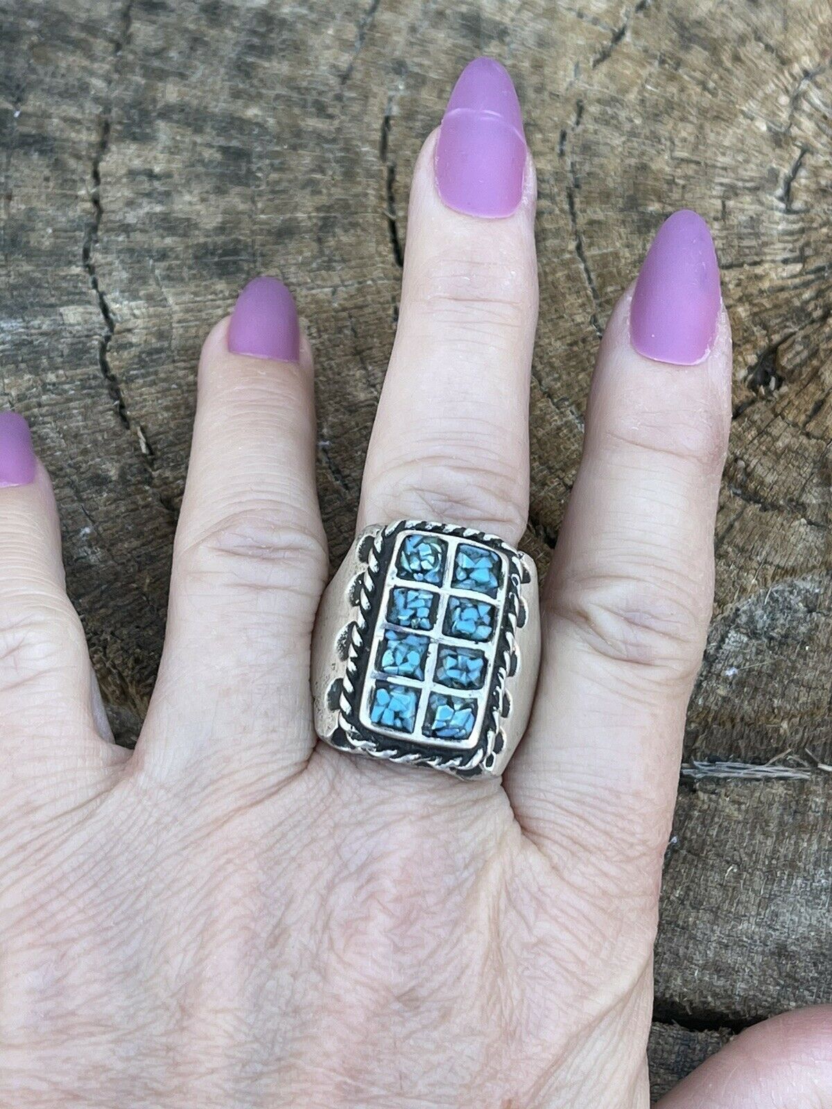 Handcrafted Unisex Turquoise Sterling Silver Statement Ring Sz 10.5