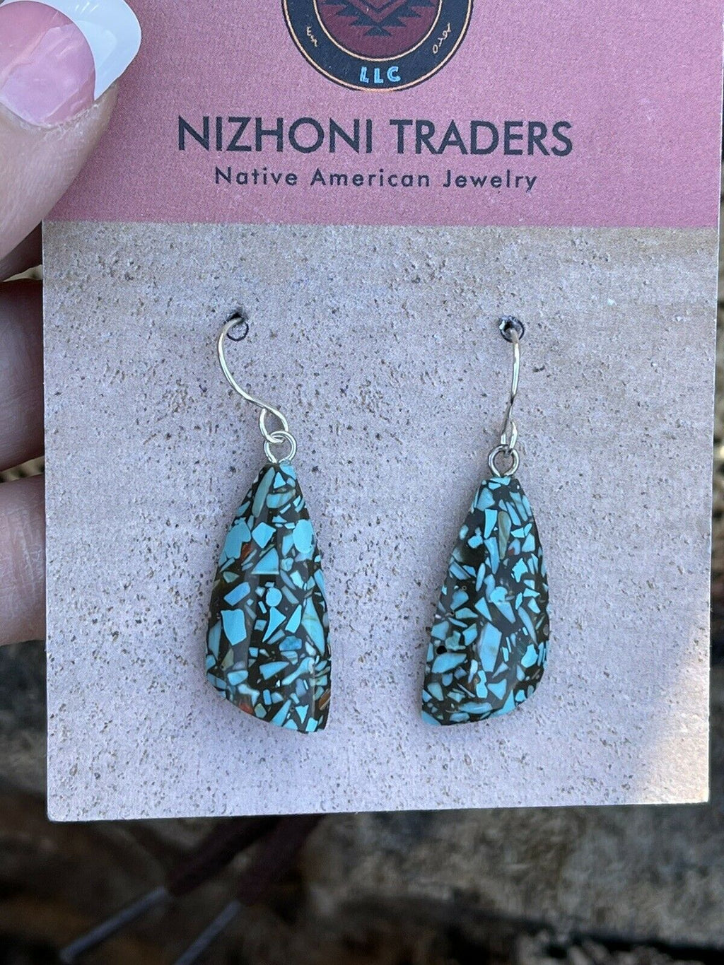 Handcrafted Multi Stone Turquoise Sterling Silver Dangle Earrings
