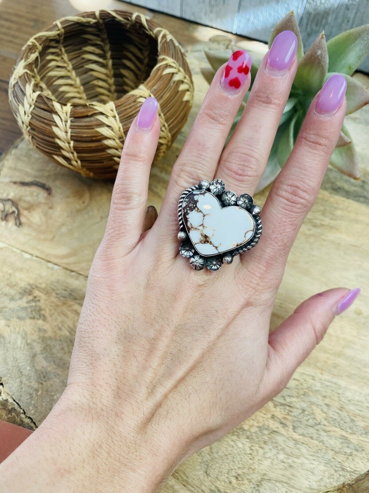 HandyWild Horse And Sterling Silver Heart Ring Size 10