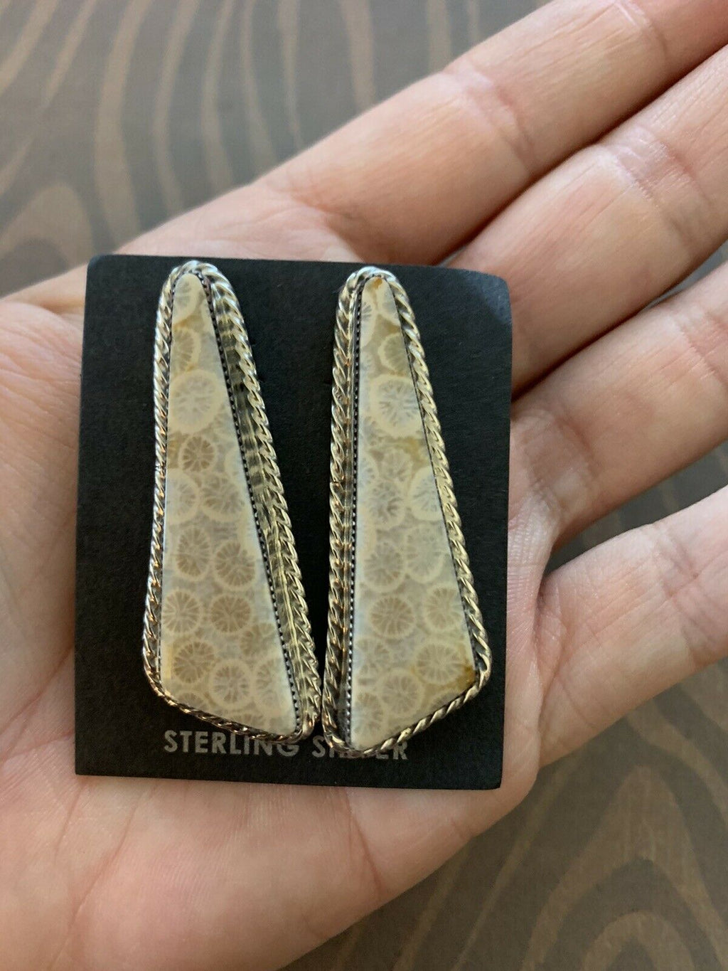 Handcrafted Fossilized Coral & Sterling Silver Studs