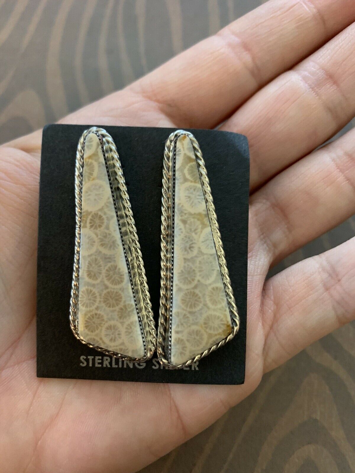 Handcrafted Fossilized Coral & Sterling Silver Studs