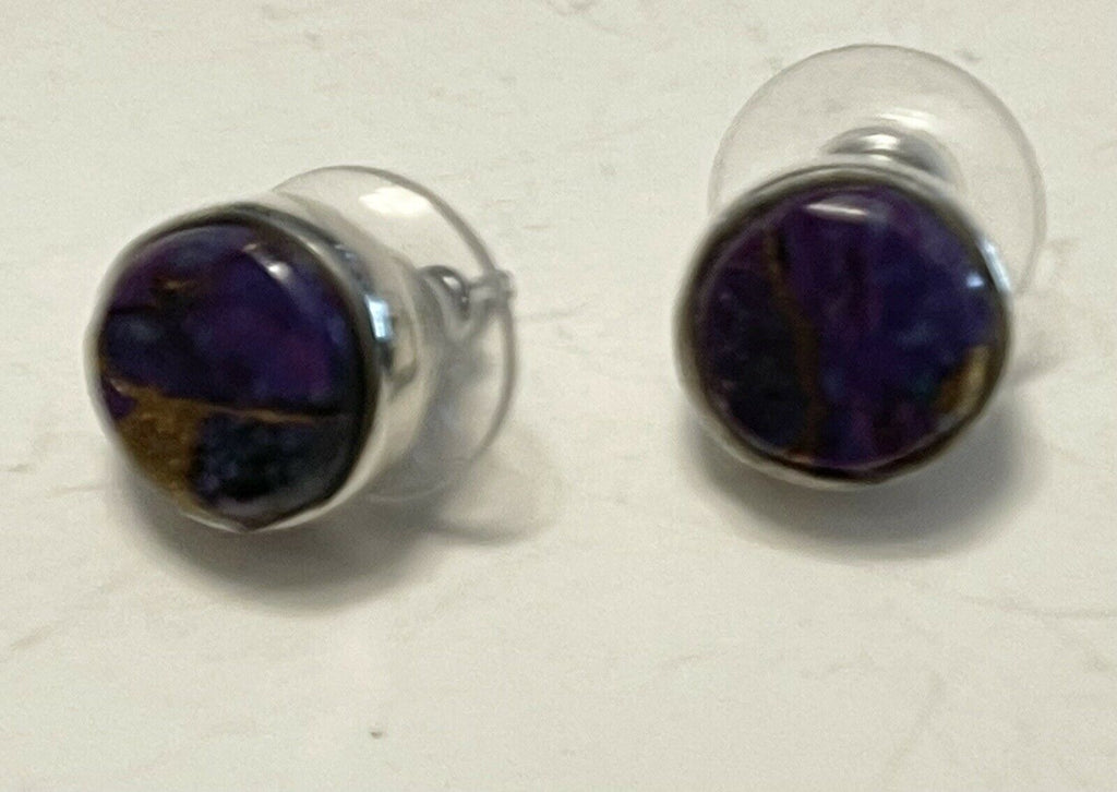 Handcrafted Sterling Silver Purple Dream Post Earrings Signed