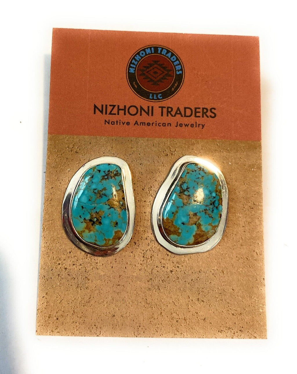 Handcrafted Royston Turquoise & Sterling Silver Post Earrings Signed