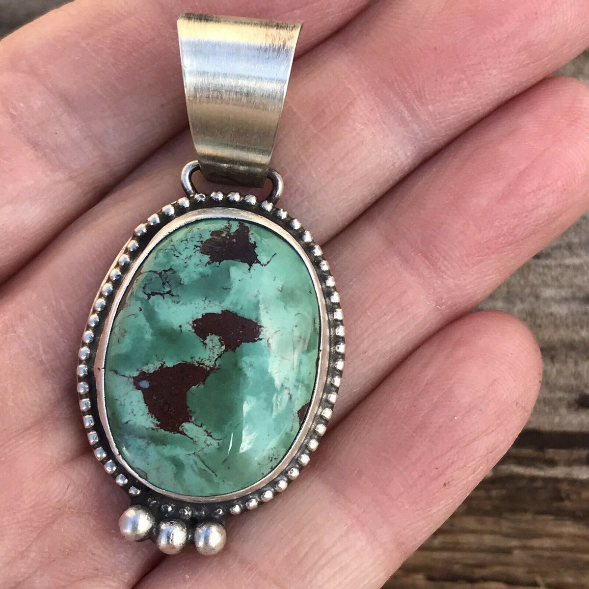 Handcrafted Turquoise  Sterling Silver Pendant