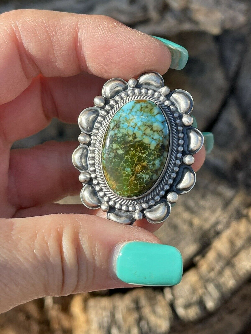 Sterling Silver Turquoise Statement Ring Size 6.5