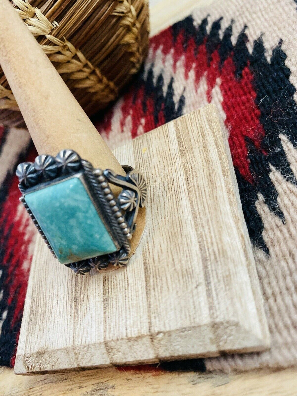 Handcrafted Royston Turquoise & Sterling Silver Ring Size 12