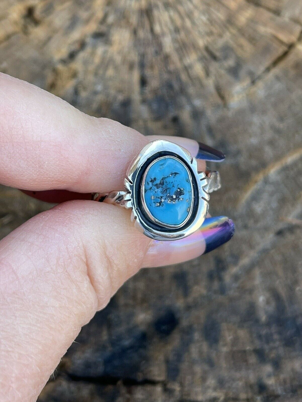 Handcrafted Sterling Silver Kingman Turquoise Rope Ring