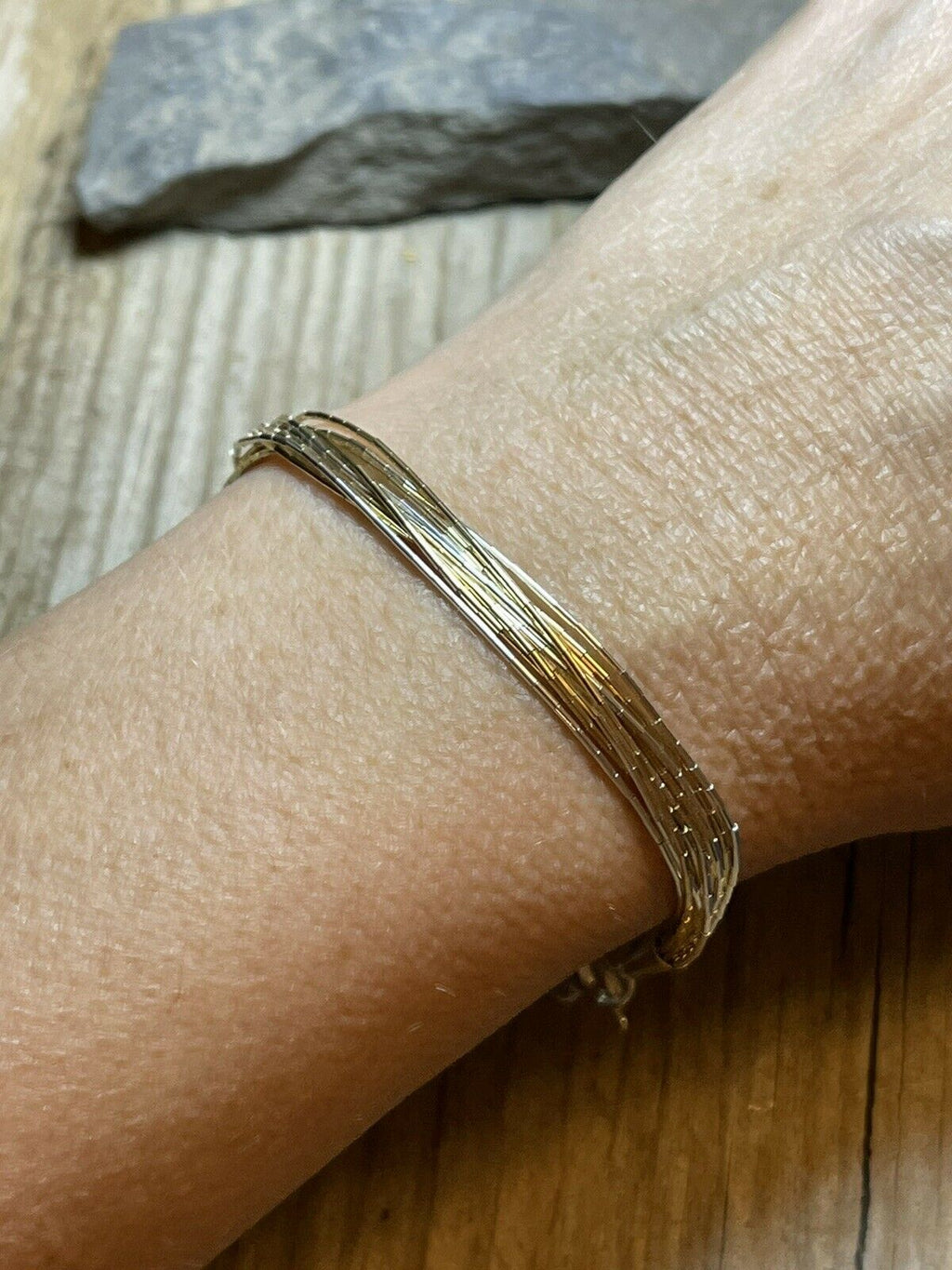 Handcrafted Delicate Liquid Silver Two Tone Bracelet