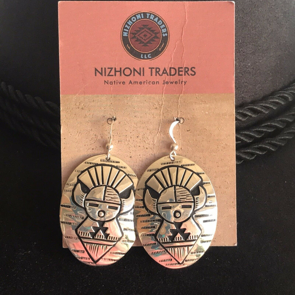 Handcrafted Sterling Silver Etched Hand Stamped Dangle Earrings
