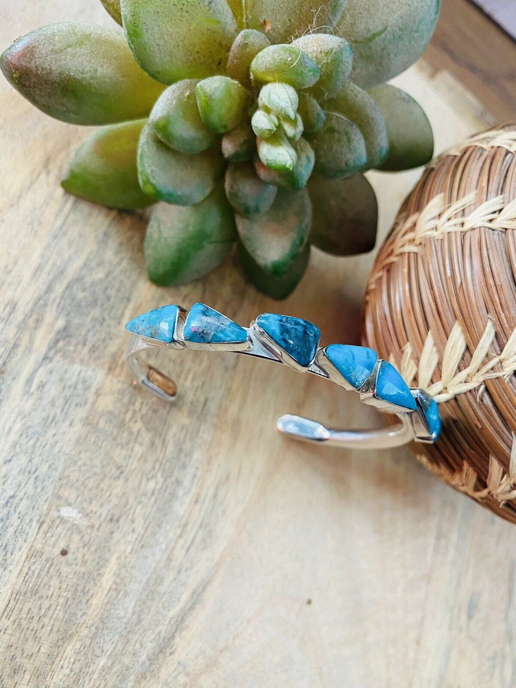 Turquoise & Sterling Silver Stacker Cuff Bracelet