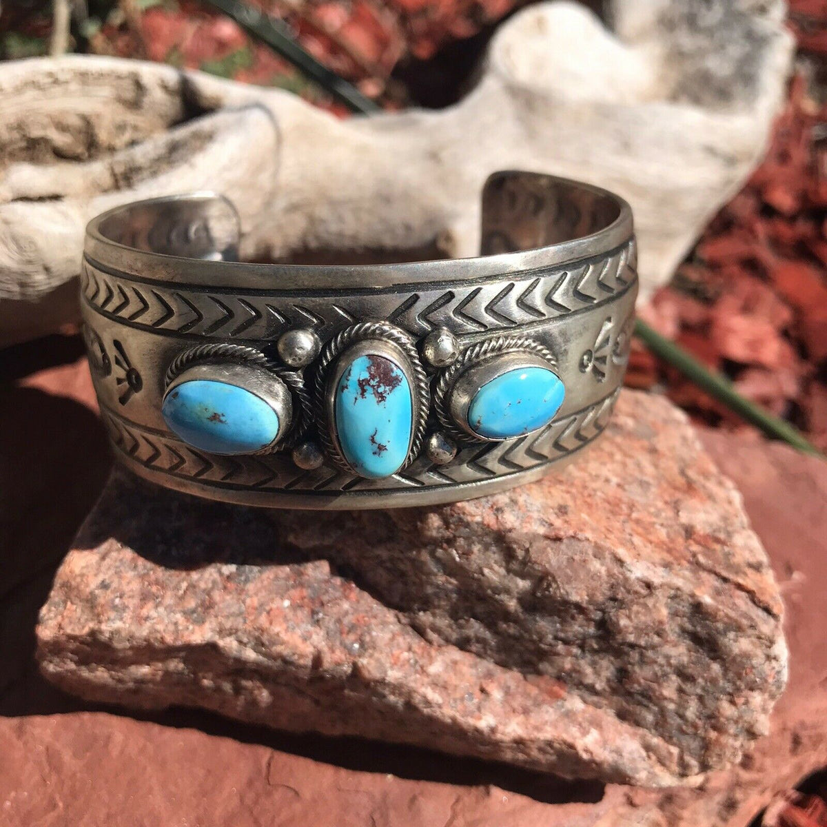 Handcrafted Golden Hill Turquoise & Sterling Silver Cuff