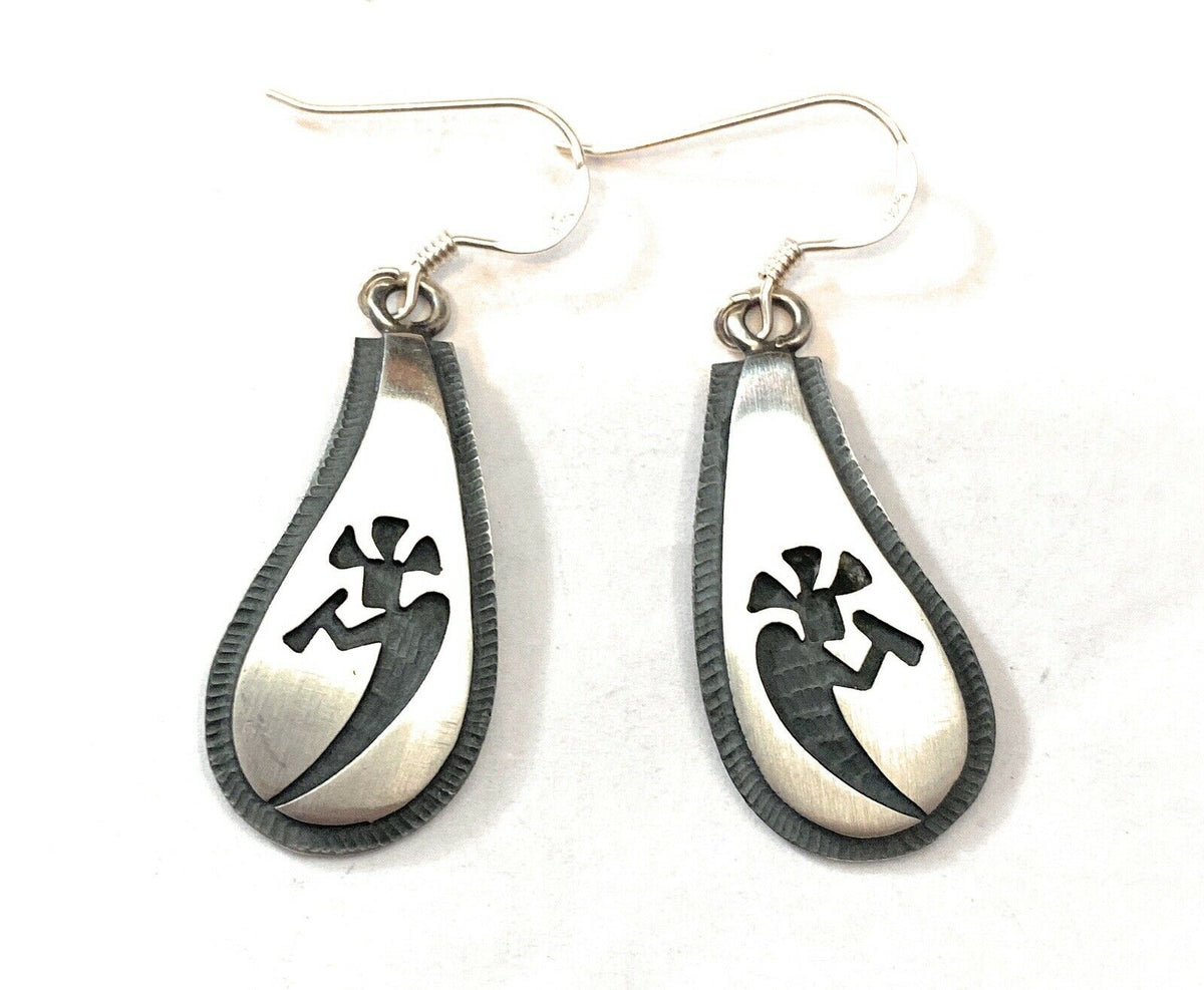 Handcrafted Sterling Silver Kokopelli Dangle Earrings