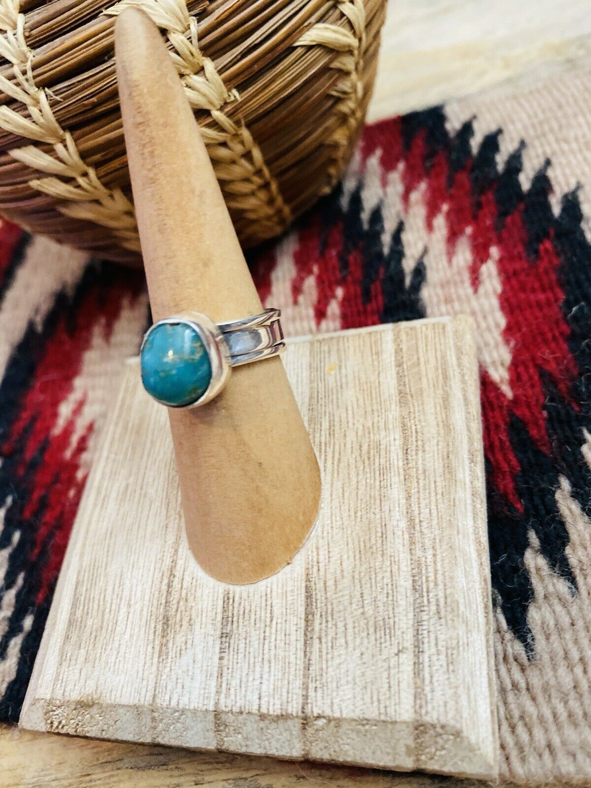 Handcrafted Turquoise & Sterling Silver Ring Size 5.25