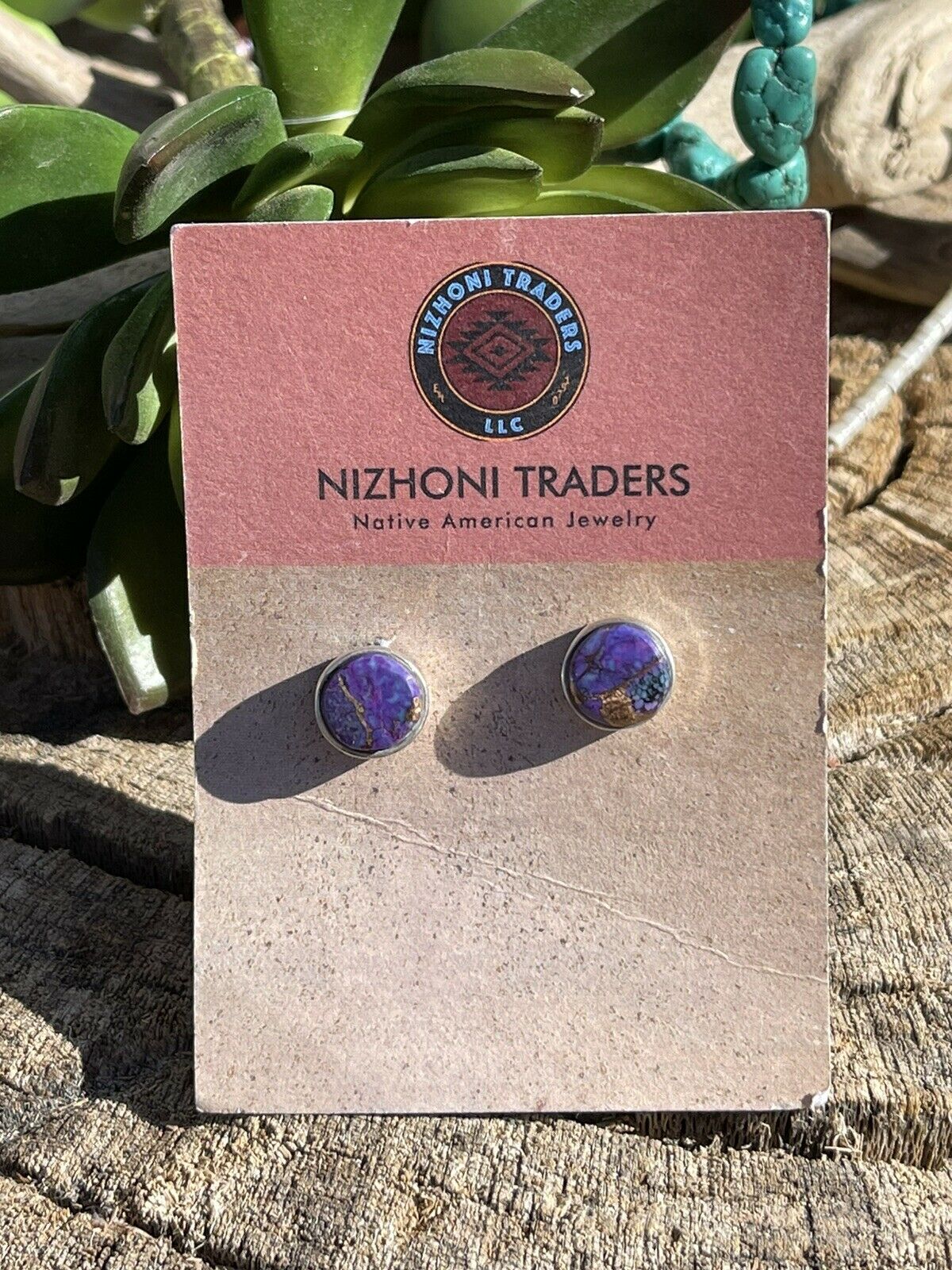 Handcrafted Sterling Silver Purple Dream Post Earrings Signed