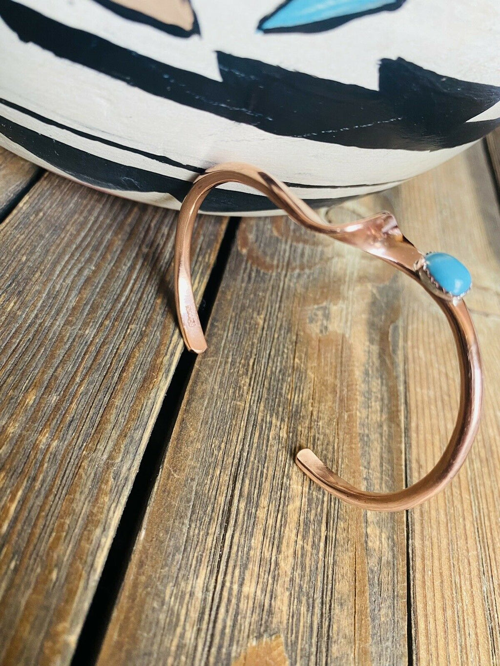 Handcrafted Turquoise & Copper Over Sterling Twisted Cuff Bracelet