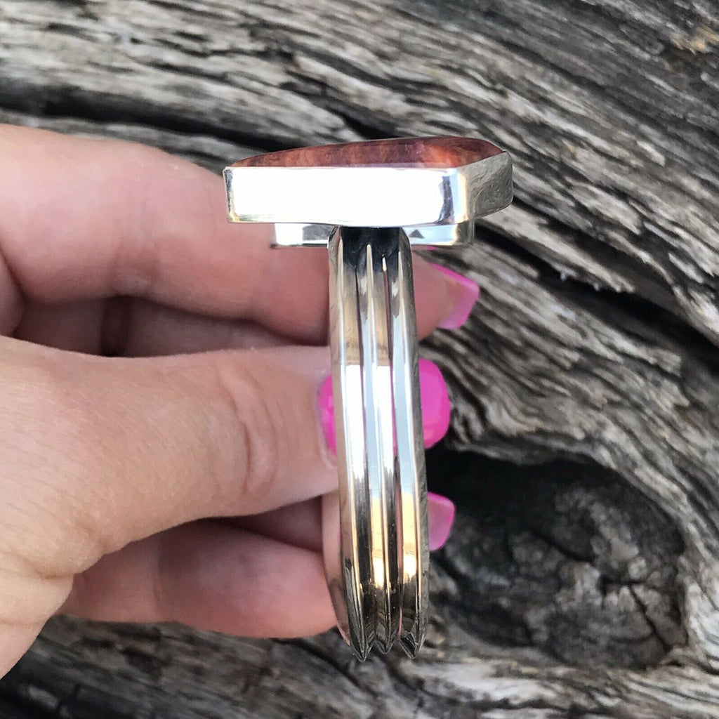 Handcrafted Spiny Oyster & Sterling Silver  Bracelet Cuff Signed