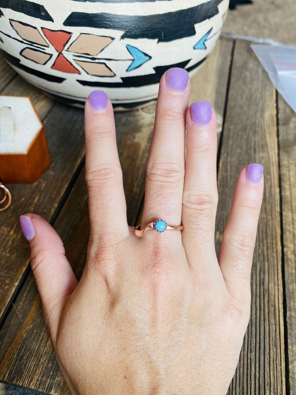 Handcrafted Copper Over Sterling & Turquoise Ring
