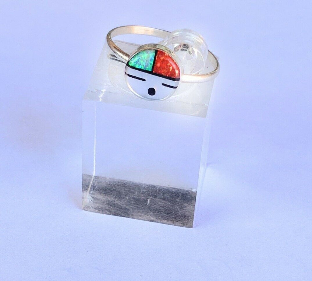 Handcrafted Sun face Multi Stone Inlay Opal Ring
