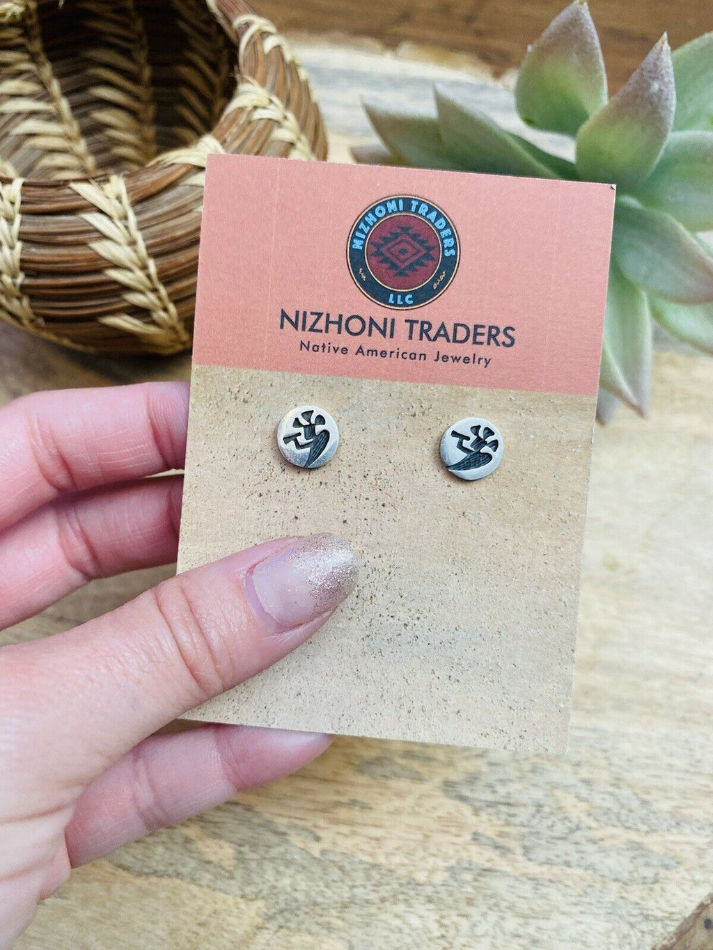 Handcrafted Overlaid Sterling Silver Kokopelli Stud Earrings
