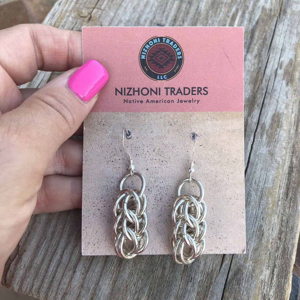 Handcrafted Sterling Silver Chain Link Dangle Earrings