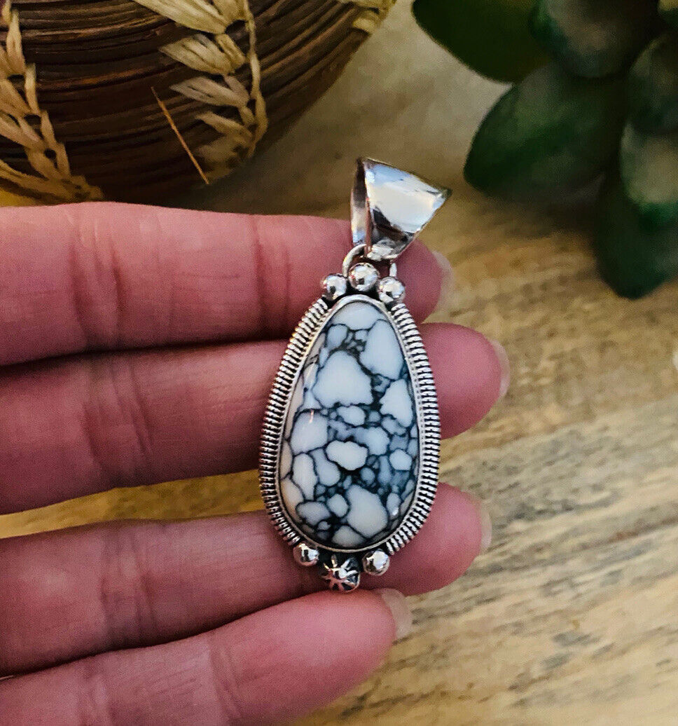 Handcrafted Sterling Silver & White Gibbsite Pendant