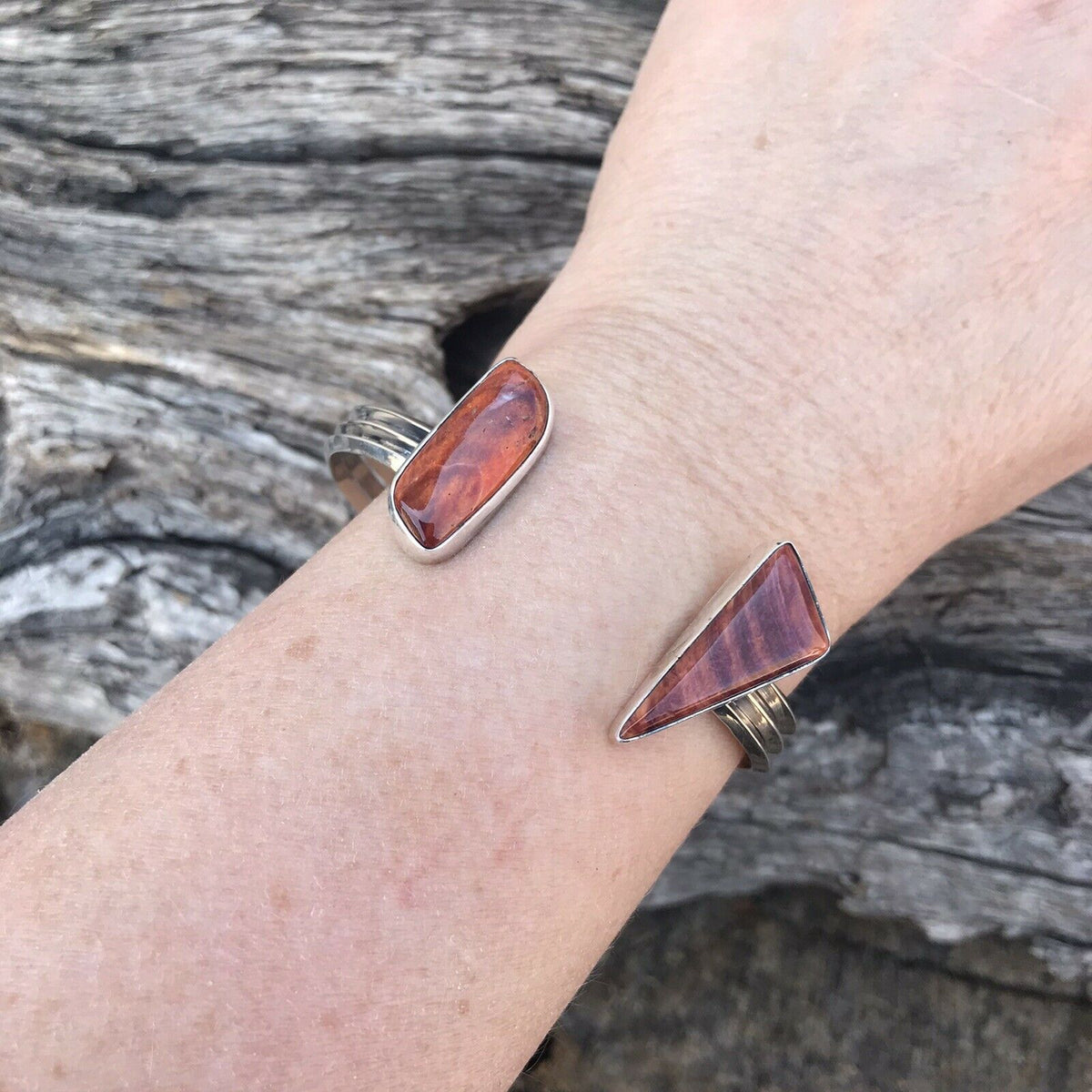 Handcrafted Spiny Oyster & Sterling Silver  Bracelet Cuff Signed