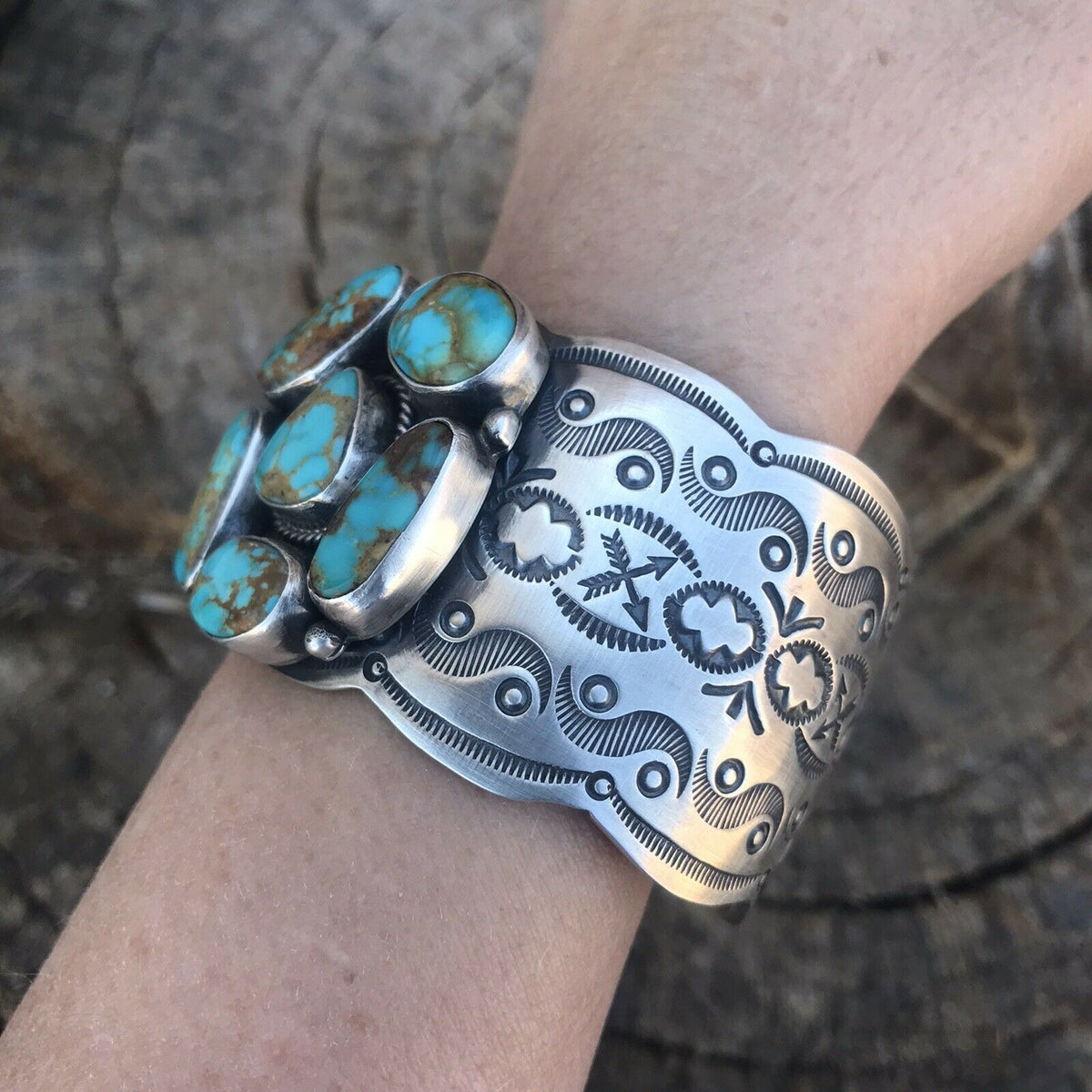 Handcrafted Sterling Silver Royston Turquoise Cuff Bracelet By Benson Shorty /