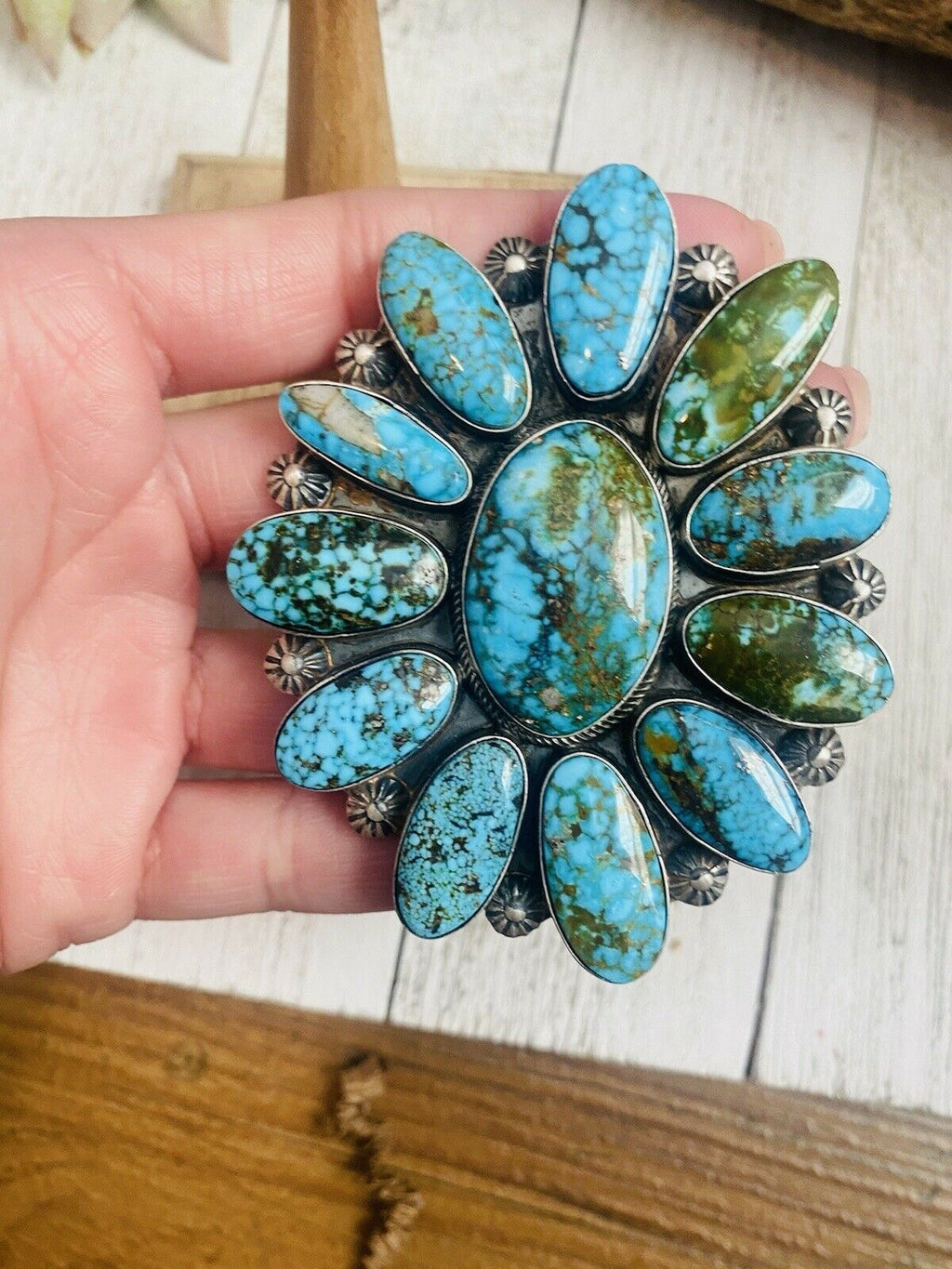 Handcrafted Kingman Web Turquoise & Sterling Silver Ring Size 9 By Kathleen Chavez