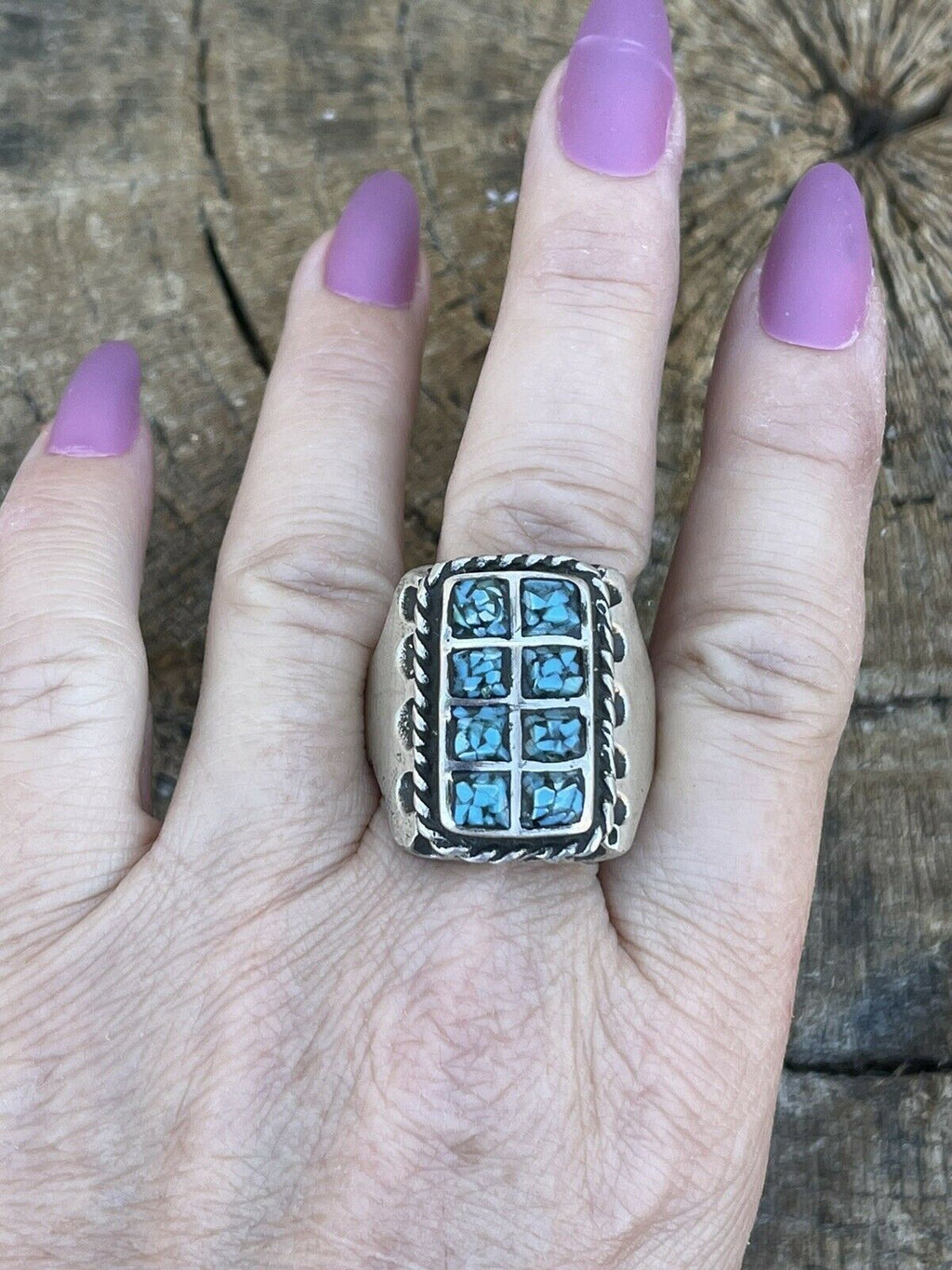 Handcrafted Unisex Turquoise Sterling Silver Statement Ring Sz 10.5