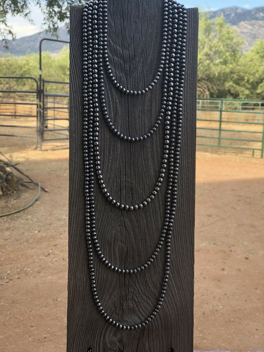 5mm Sterling Silver Pearl Style Beaded Necklace