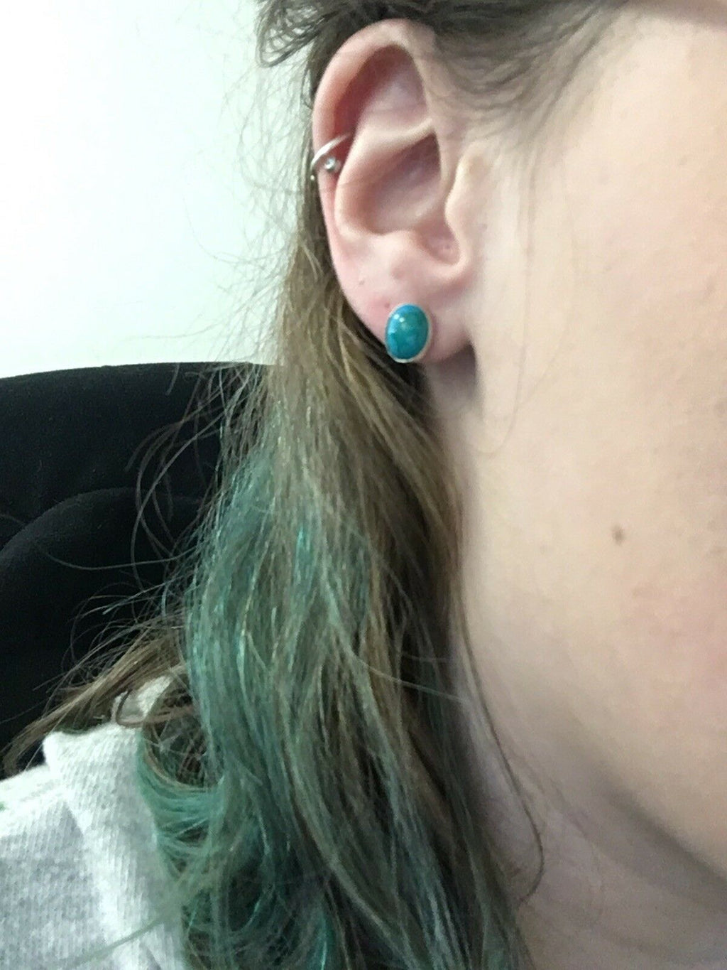 Handcrafted Beautiful Turquoise And Sterling Silver Post Stud