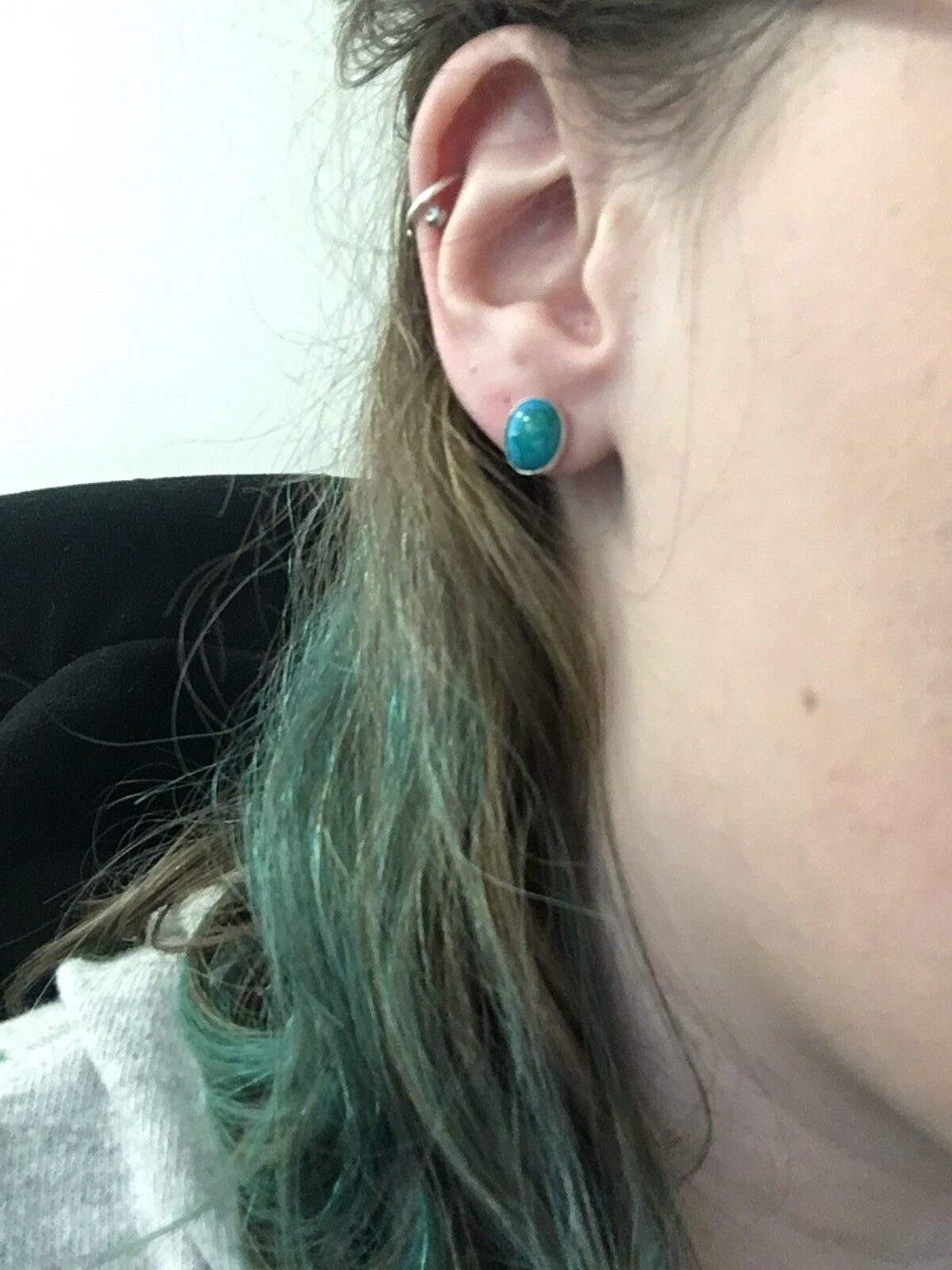 Handcrafted Beautiful Turquoise And Sterling Silver Post Stud