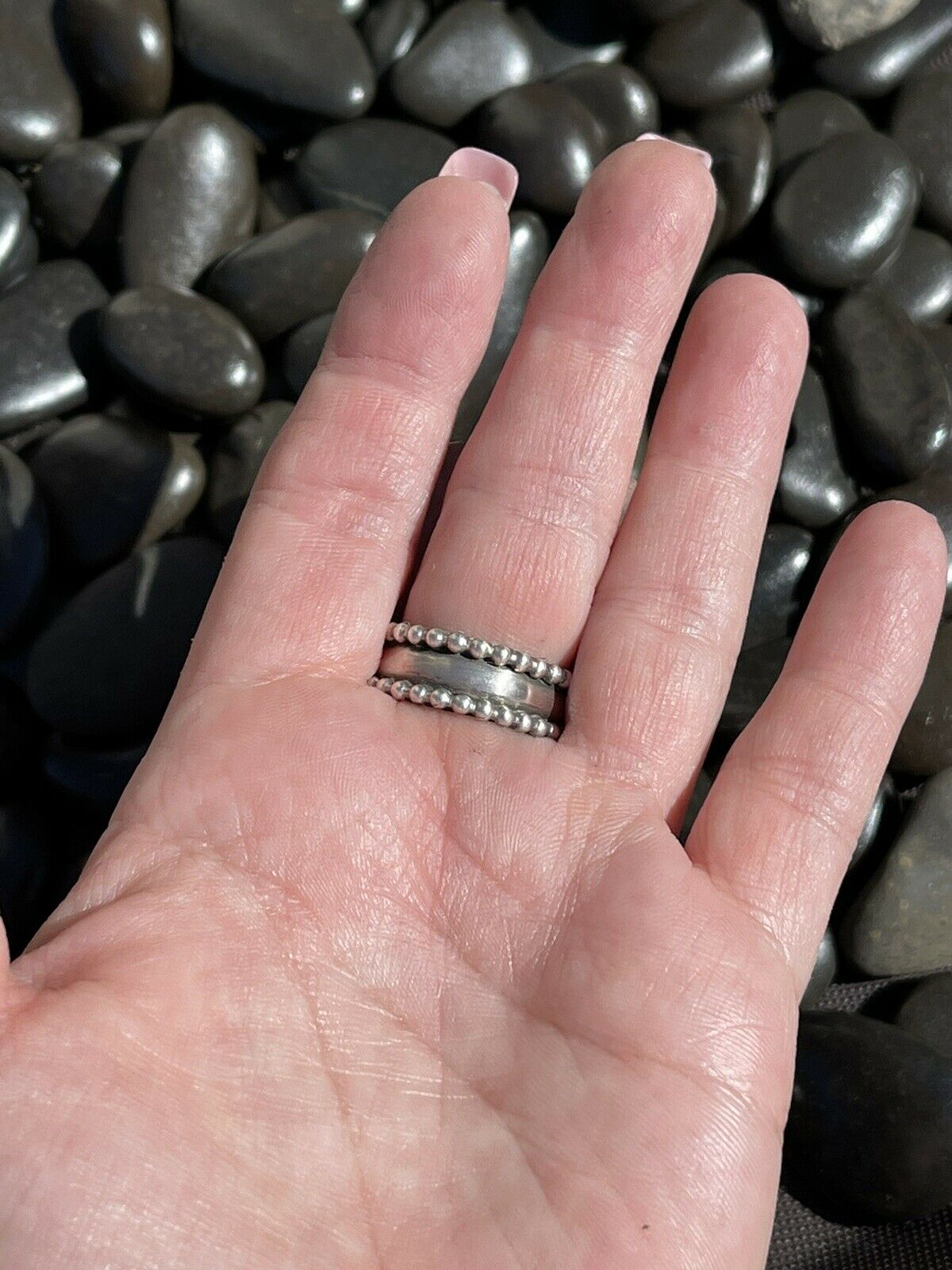 Handcrafted Sterling Silver Orange Spiny Cluster Jumbo Ring Sz 7.5