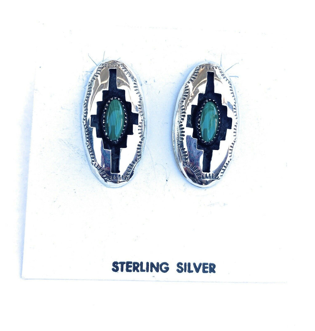 Handcrafted Malachite & Sterling Silver Shadow Box Post Earrings