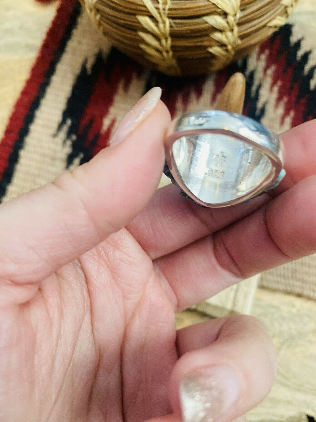 Handcrafted Turquoise & Sterling Silver High Rise Inlay Ring