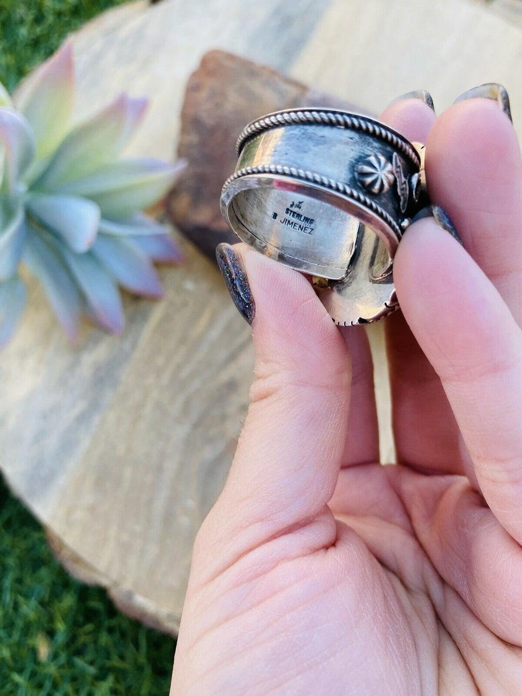 Handcrafted Sterling Silver & Black Onyx Ring Size 13.5 Signed