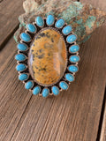 Handcrafted Sleeping Beauty Turquoise & Bumble Bee Statement Ring Size 7.25
