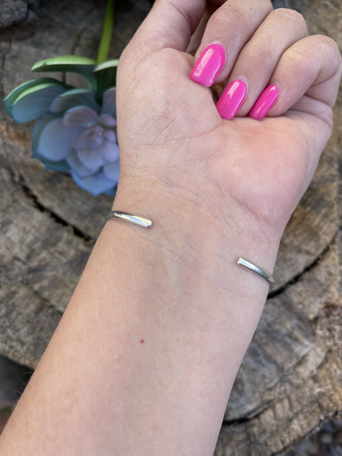 Handcrafted Sterling Silver Bright Blue Opal Bracelet