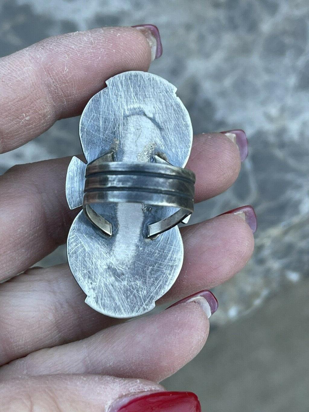 Handcrafted Sterling Silver Turquoise Nouveau￼ Statement Ring Sz 8