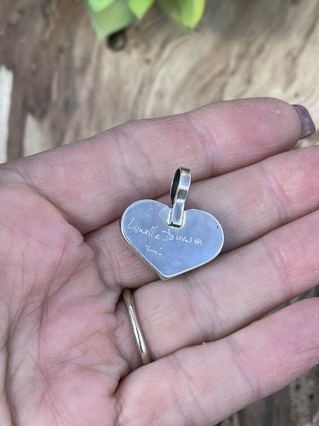 Handcrafted Iridescent Pink Opal & Sterling Silver Heart Pendant