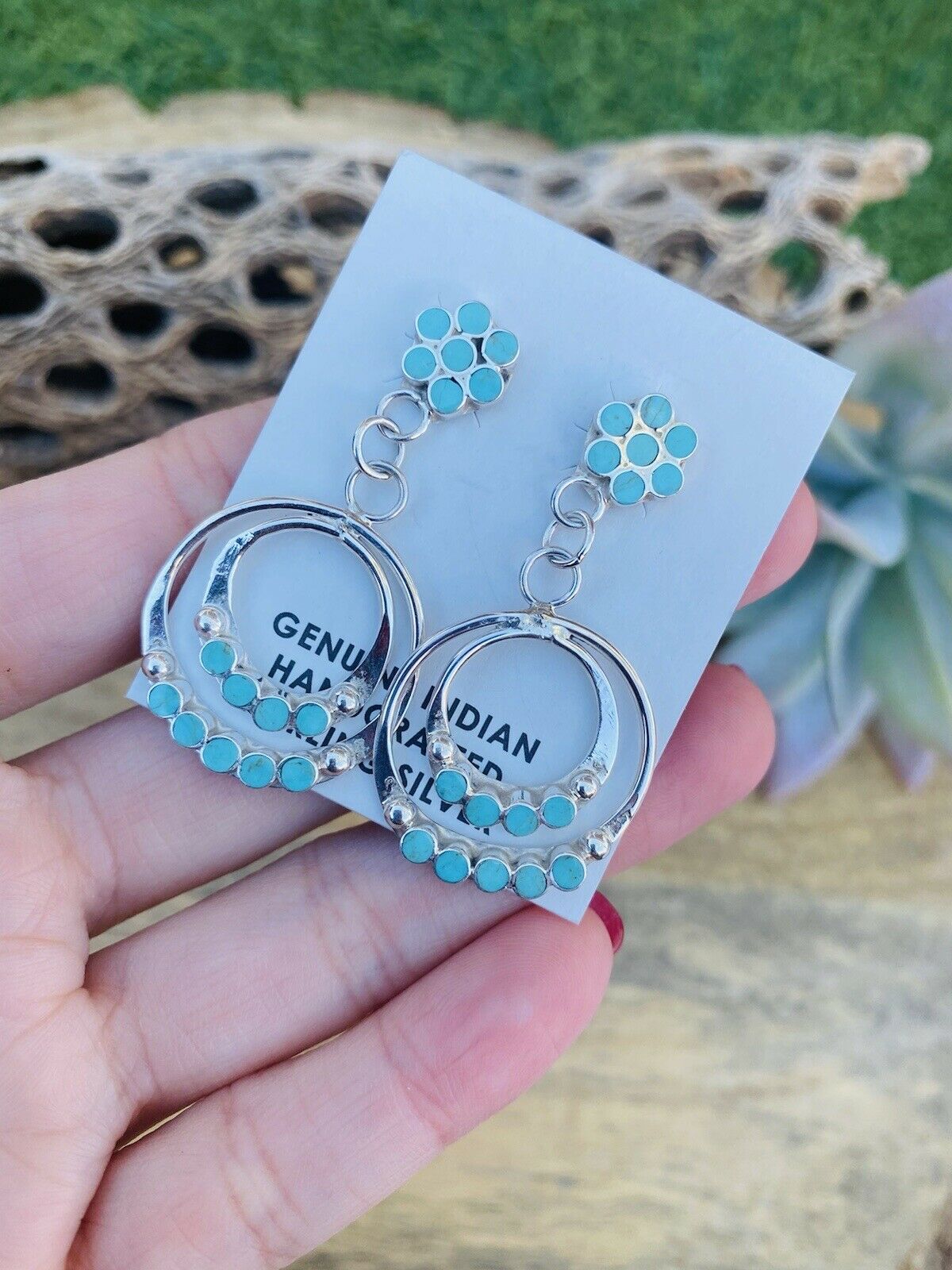 Handcrafted Sterling Silver & Turquoise Dangle Earrings