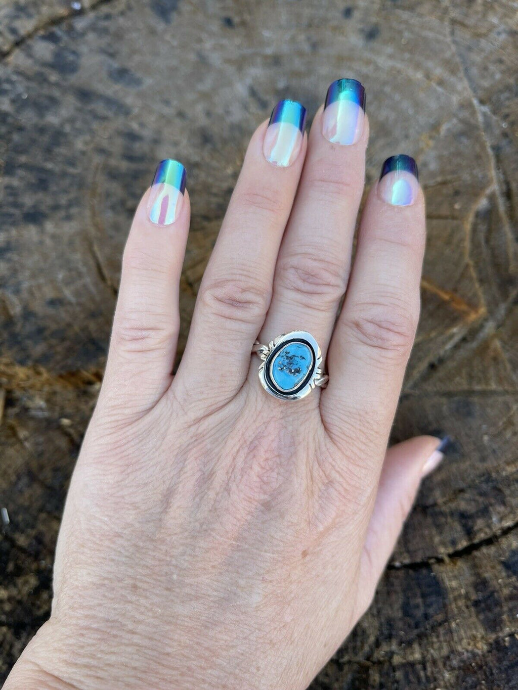 Handcrafted Sterling Silver Kingman Turquoise Rope Ring