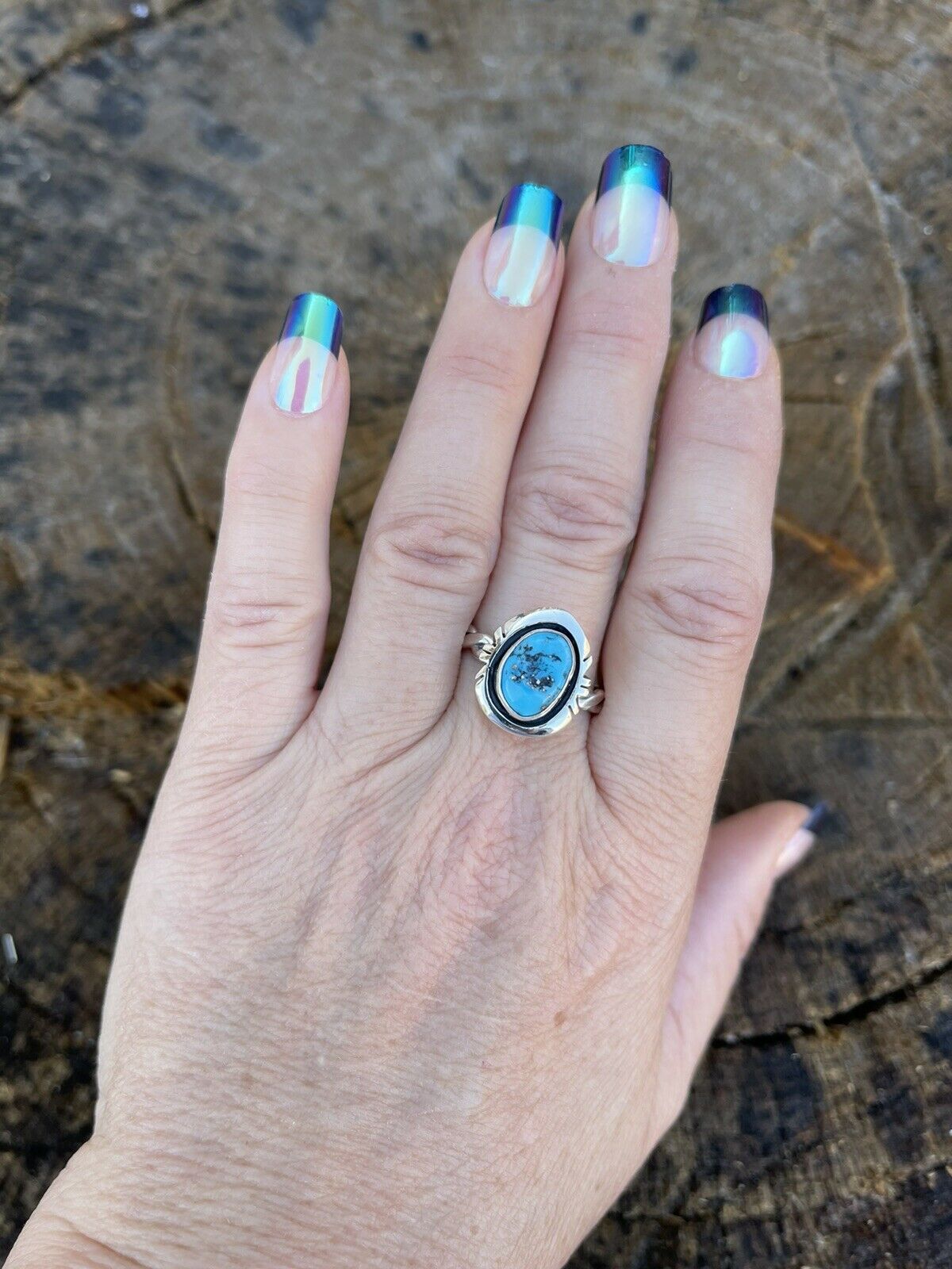 Handcrafted Sterling Silver Kingman Turquoise Rope Ring