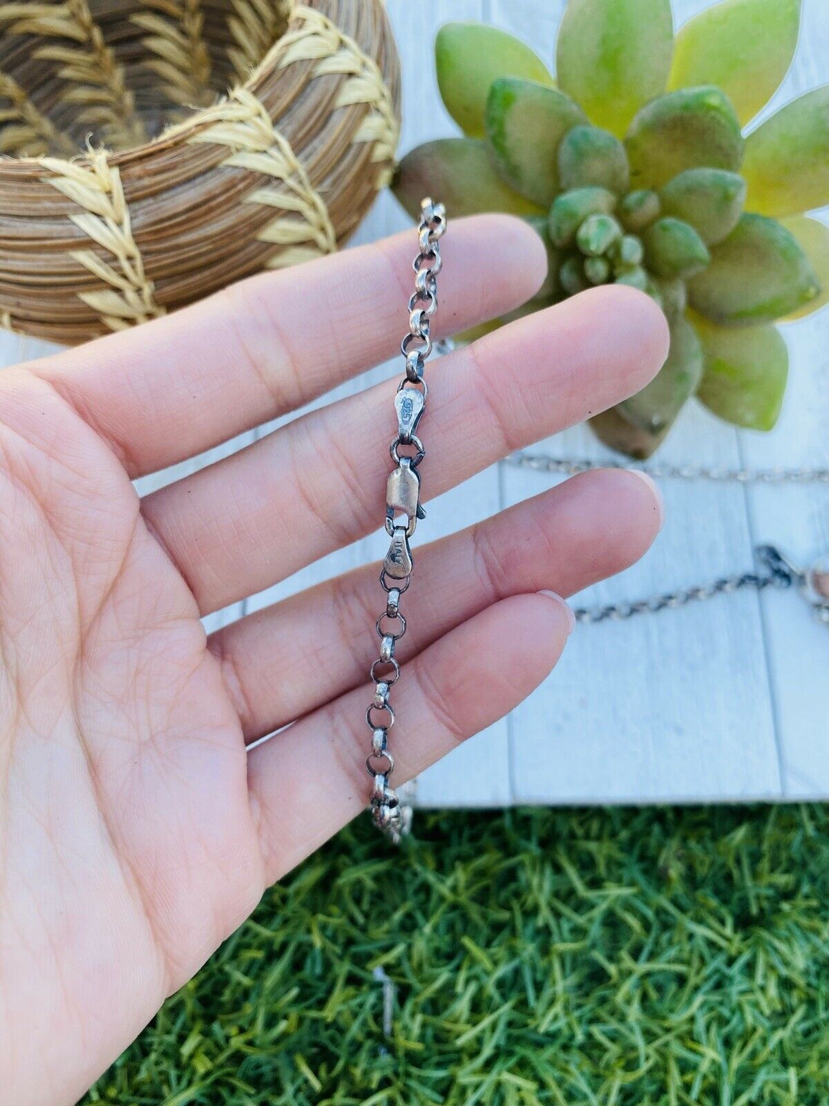 Handcrafted Sterling Silver & Multi Stone Spice Necklace Signed