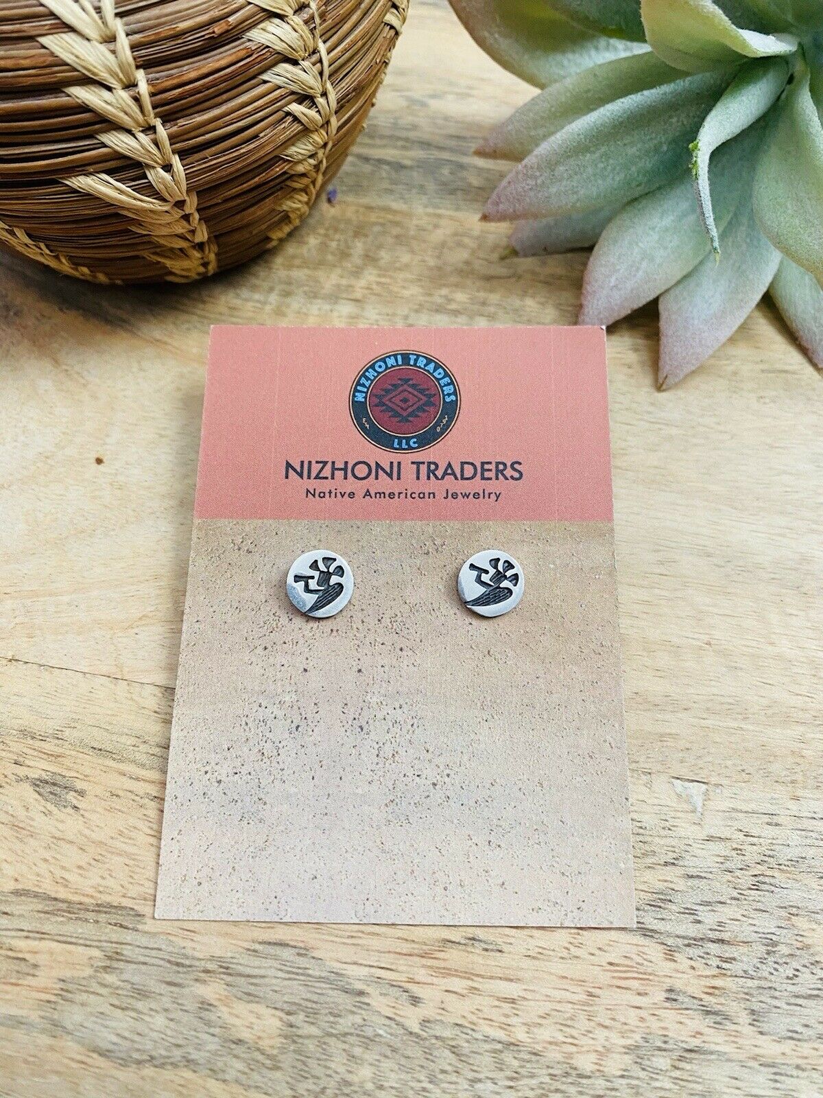 Handcrafted Overlaid Sterling Silver Kokopelli Stud Earrings